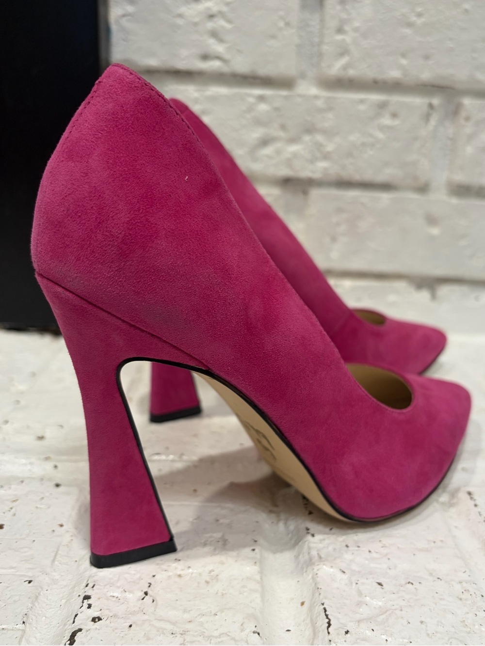 Nine West Hot Pink Suede Pointed-Toe Pumps - Picture 3 of 4